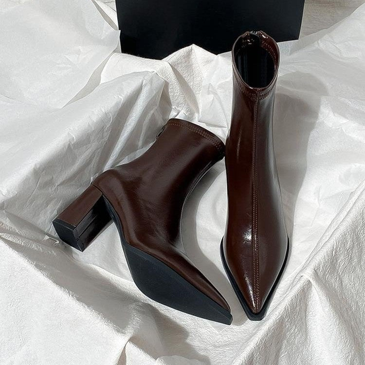 Women's Retro Soft Leather Ankle Boots With Back Zip