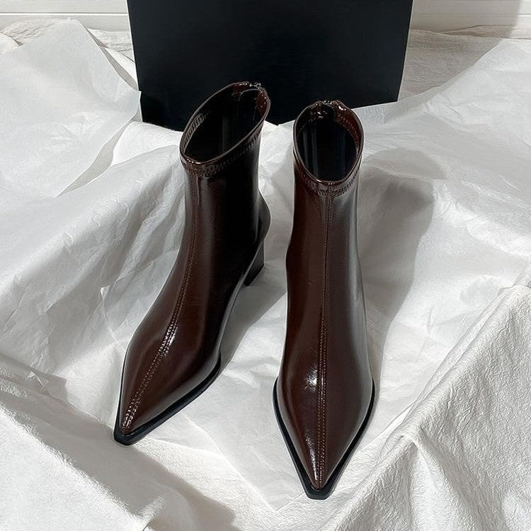 Women's Retro Soft Leather Ankle Boots With Back Zip